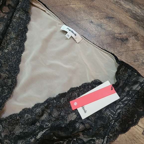 Popilush Black Lace Cap Sleeve Shapewear Tummy Control Bodysuit Size 3XL - Picture 8 of 11